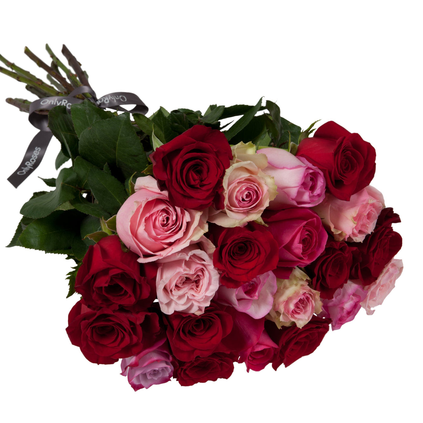 Premium Mixed Red & Pink Rose Bouquet | Fresh Long-Stem Roses